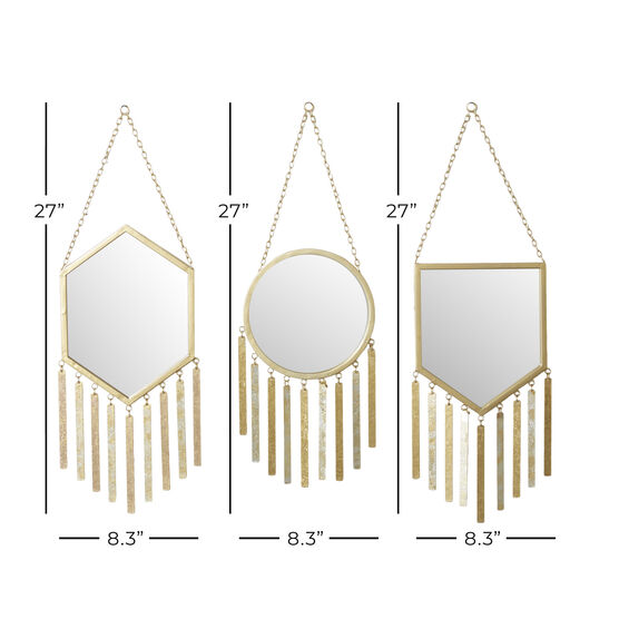 Set Of 3 Gold Metal Farmhouse Wall Mirror, , alternate image number null