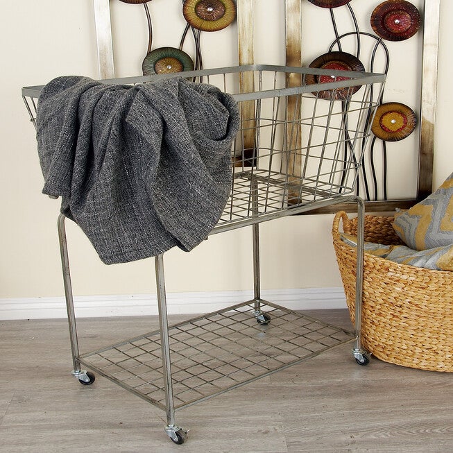 Grey Industrial Metal Storage Cart Storage Cart, , alternate image number null