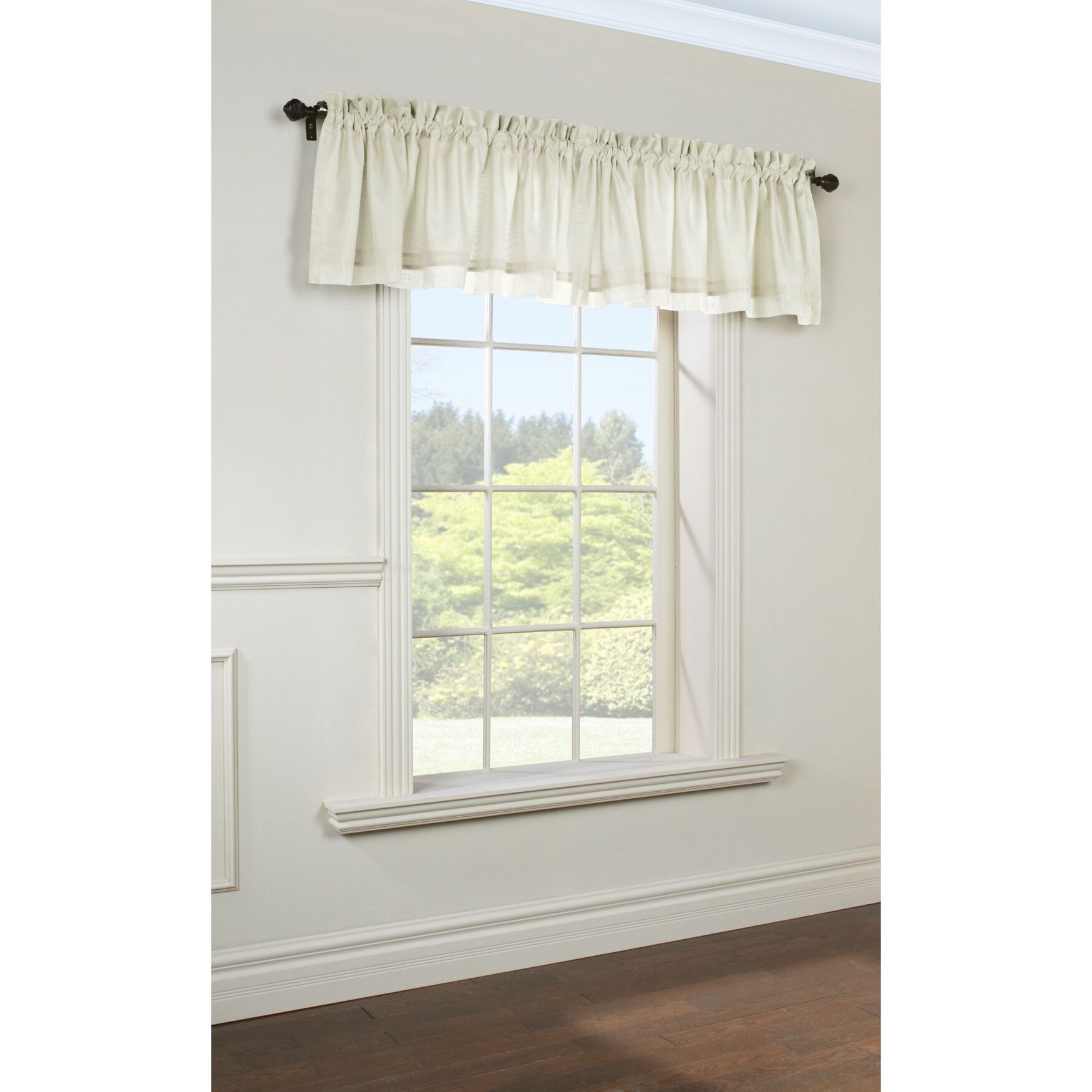 Rhapsody Lined Indoor Rod Pocket Window Curtain Valance, IVORY, hi-res image number 0