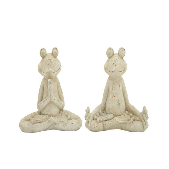 Set Of 2 White Resin Eclectic Garden Sculpture, WHITE, hi-res image number null