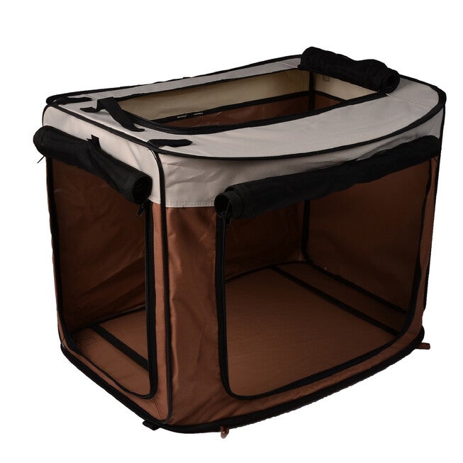 Large Portable/Foldable Kennel, 31.8 inches x 22.5 inches x 24.5 inches/25.6 inches x 20.86 inches x 2.35 inches, Brown, , on-hover image number null