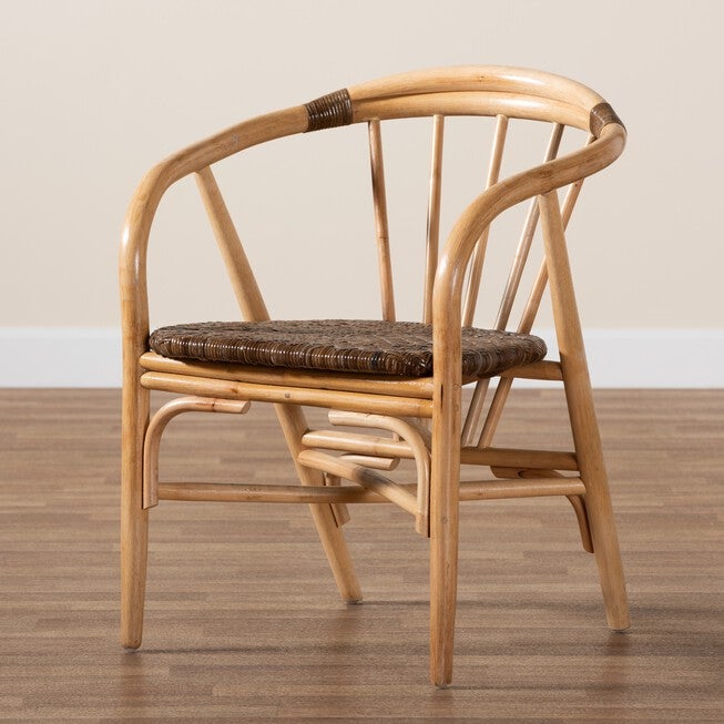 Kyoto Modern Bohemian Natural Brown Rattan 2-Piece Dining Chair Set, , alternate image number 8