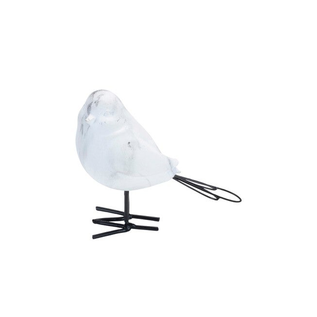 Marble Print Bird Figurine (Set of 2), WHITE GREY, alternate image number null