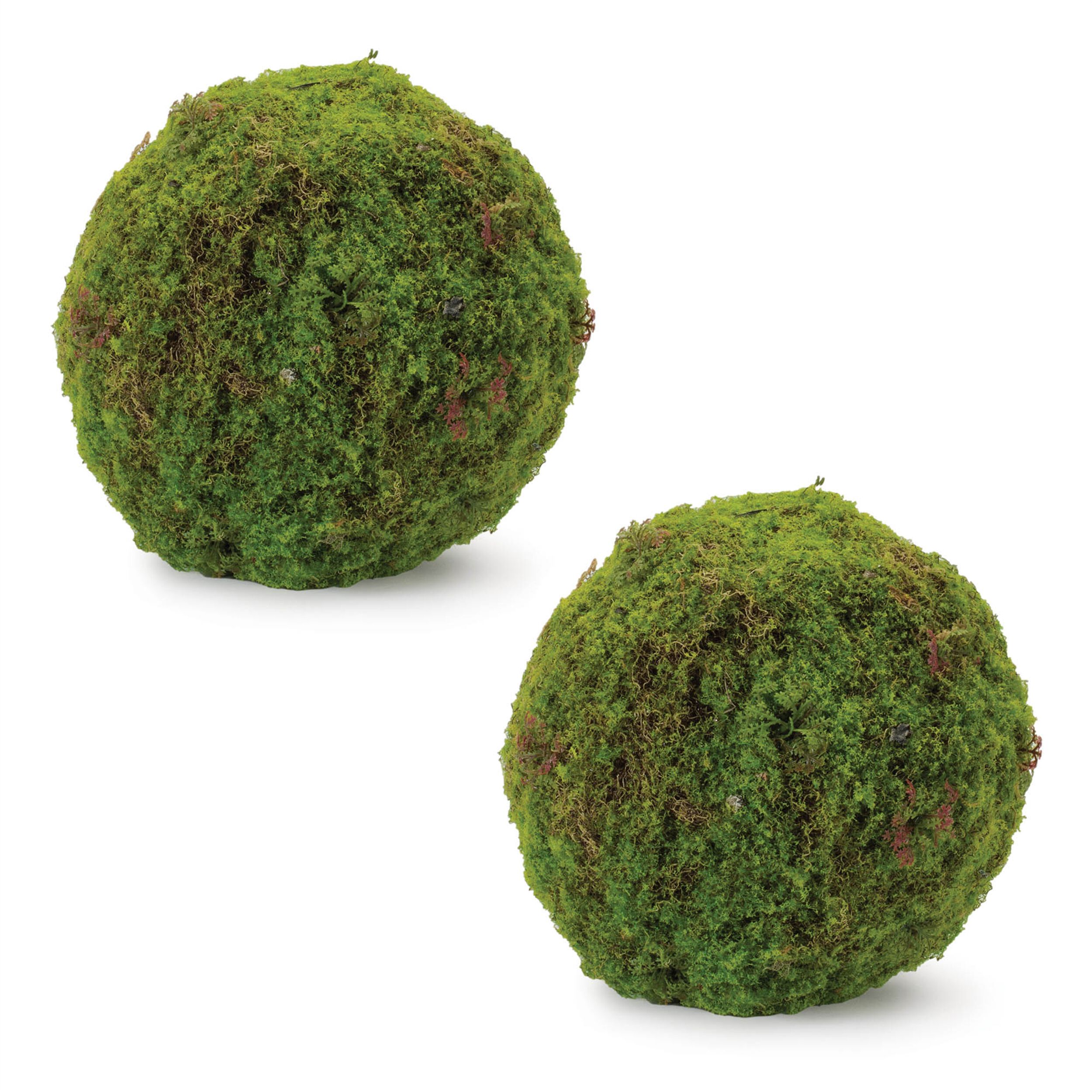Faux Moss Orb Set of 2, GREEN, alternate image number 1
