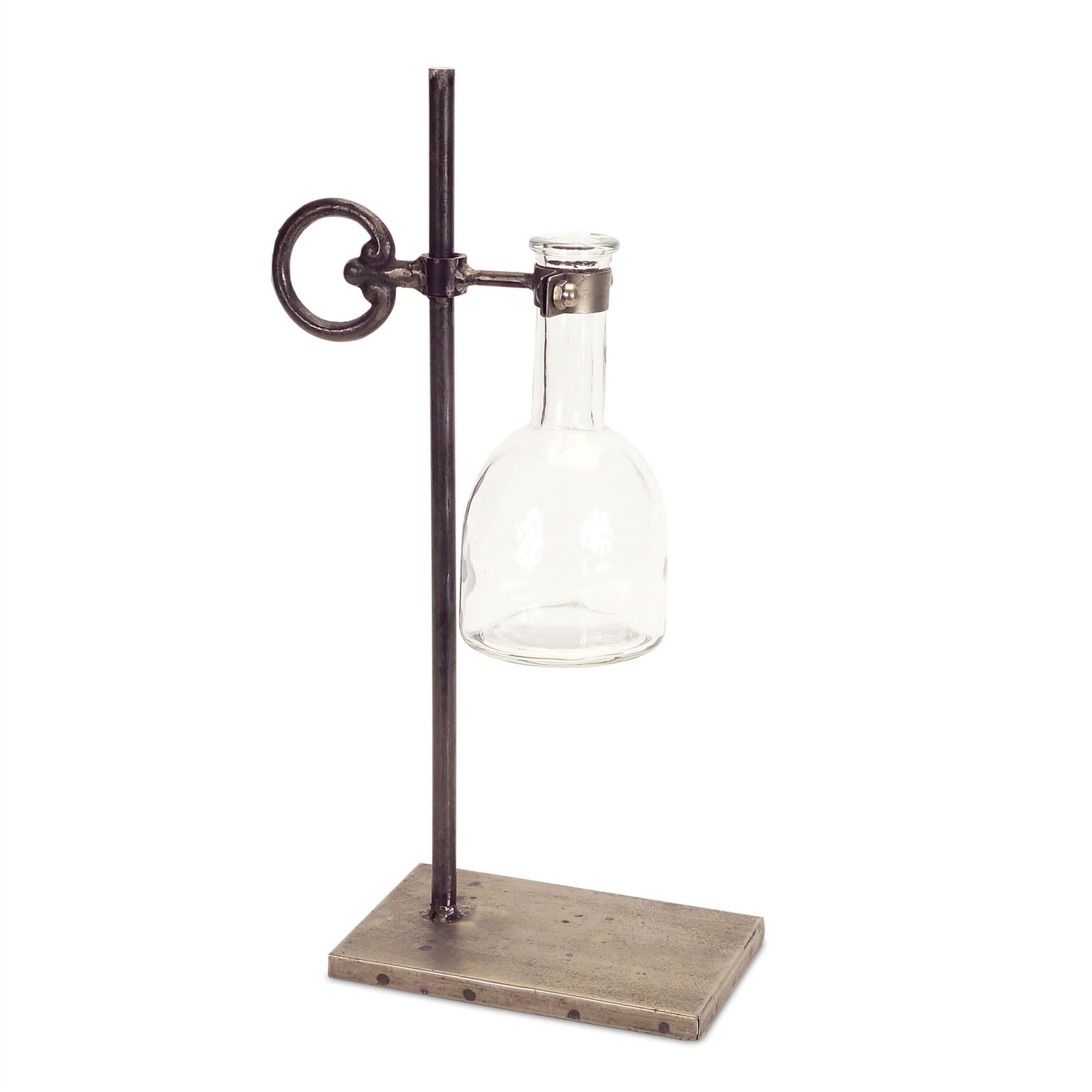 Hanging Bud Vase with Metal Stand Set of 2, BROWN, alternate image number 3