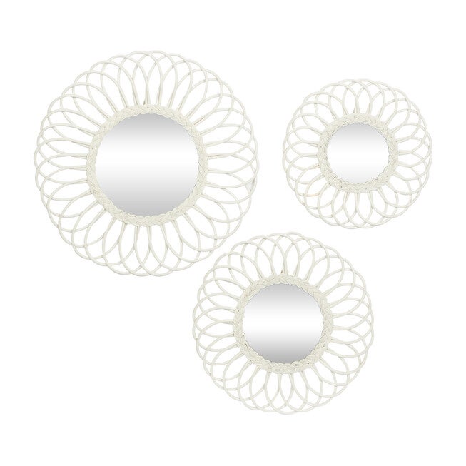 Set Of 3 White Wood Traditional Wall Mirror, WHITE, hi-res image number 0