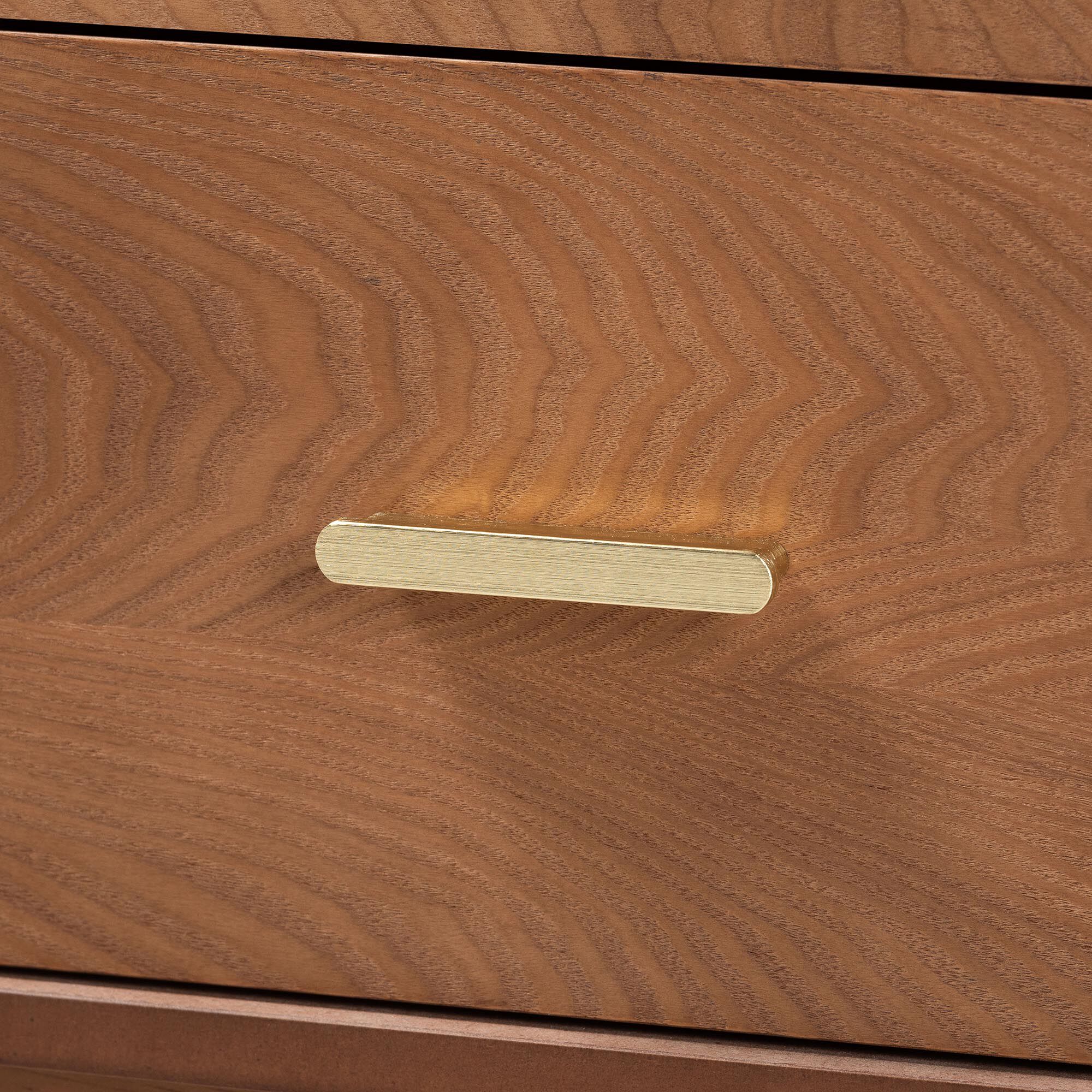 Mandolin Mid-Century Ash Walnut Wood 2-Drawer Nightstand, BROWN, alternate image number 5