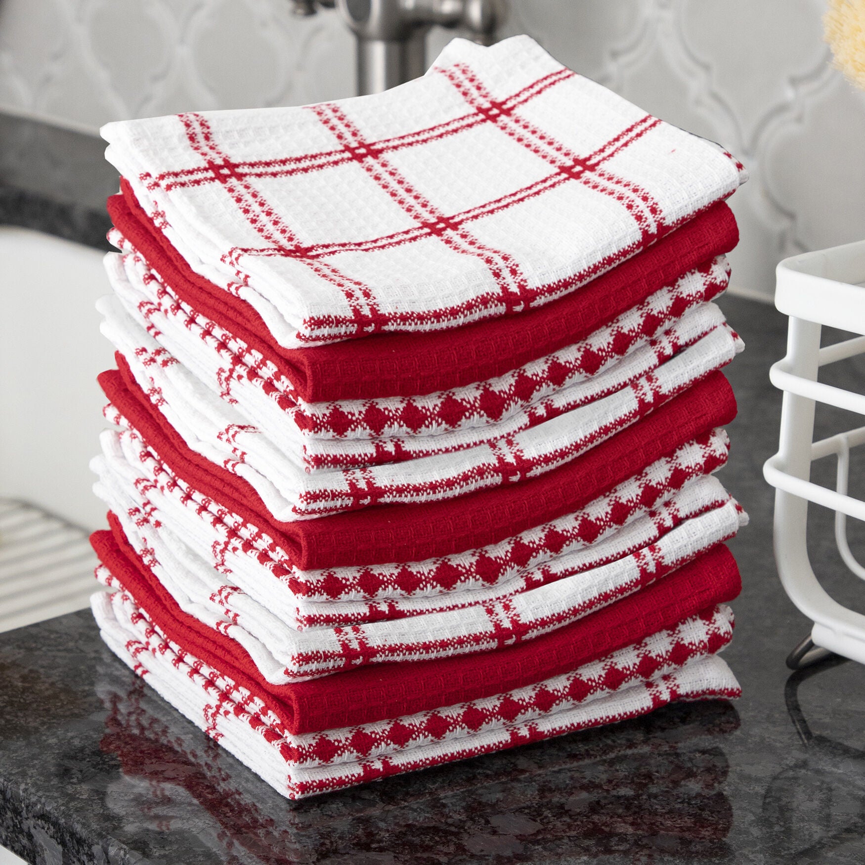 Coordinating Flat Waffle Weave Dish Cloths, Set Of 12 Dish Cloth, , alternate image number 3