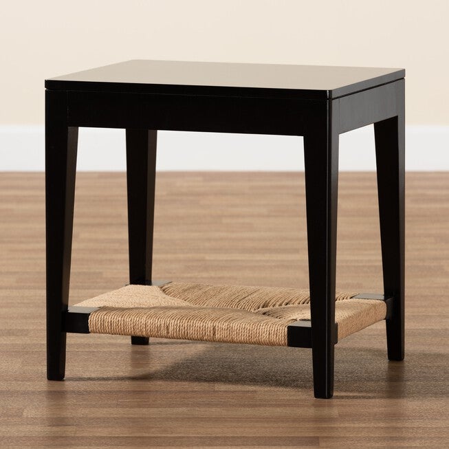Freya Modern Bohemian Black Finished Bayur Wood End Table, , alternate image number 6