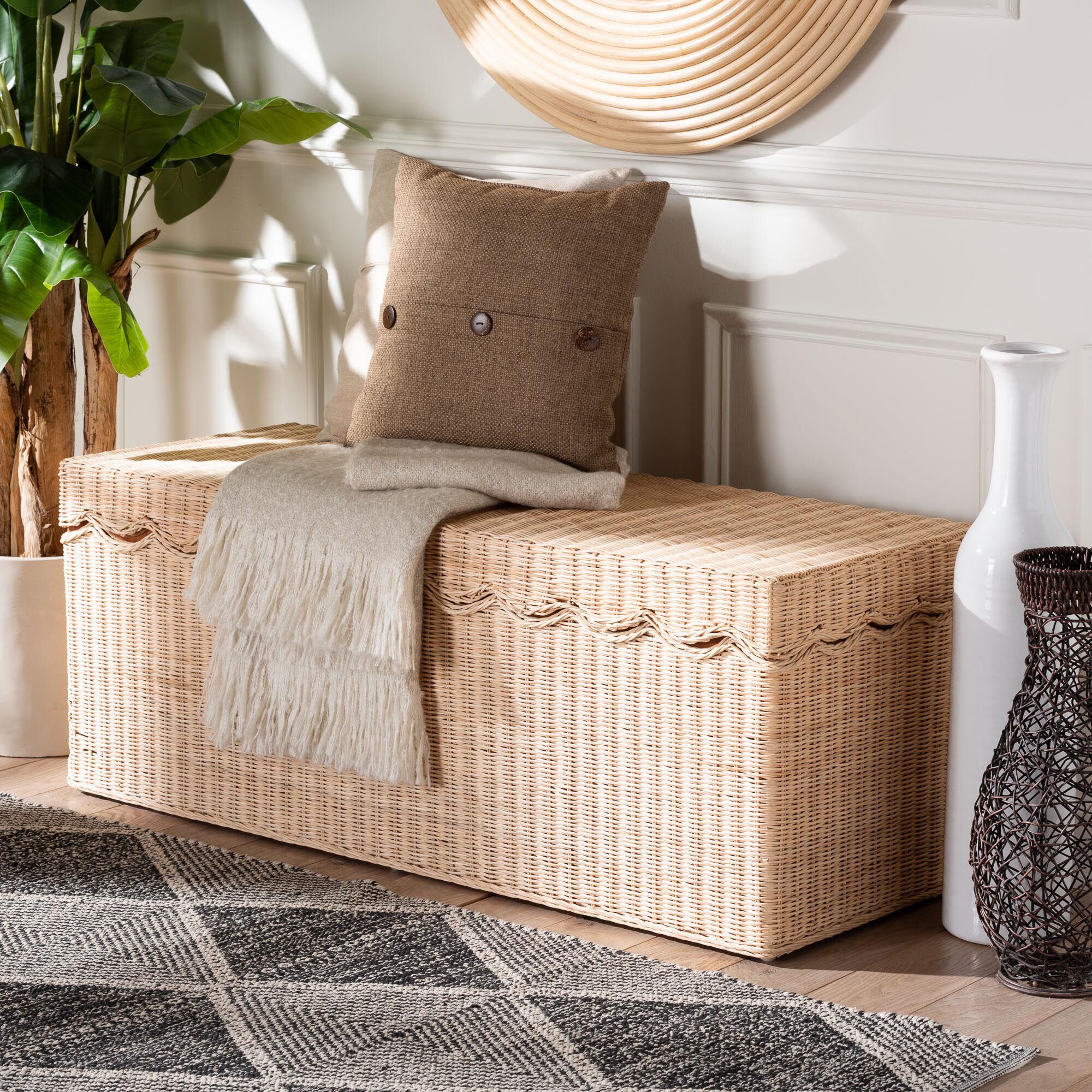 Damita Scallop Natural Rattan Chest, NATURAL, hi-res image number 0