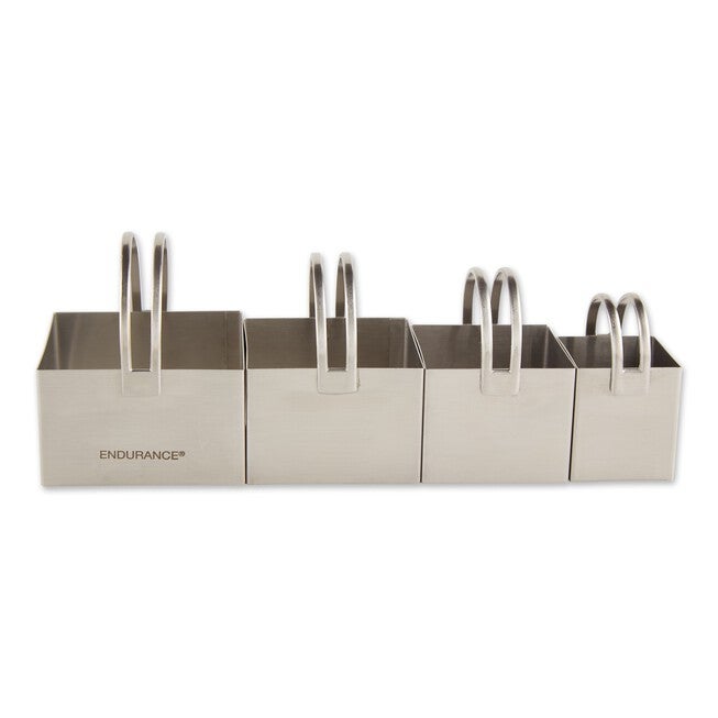Square Stainless Steel Biscuit Cutters, Set 4, GRAY, hi-res image number 0