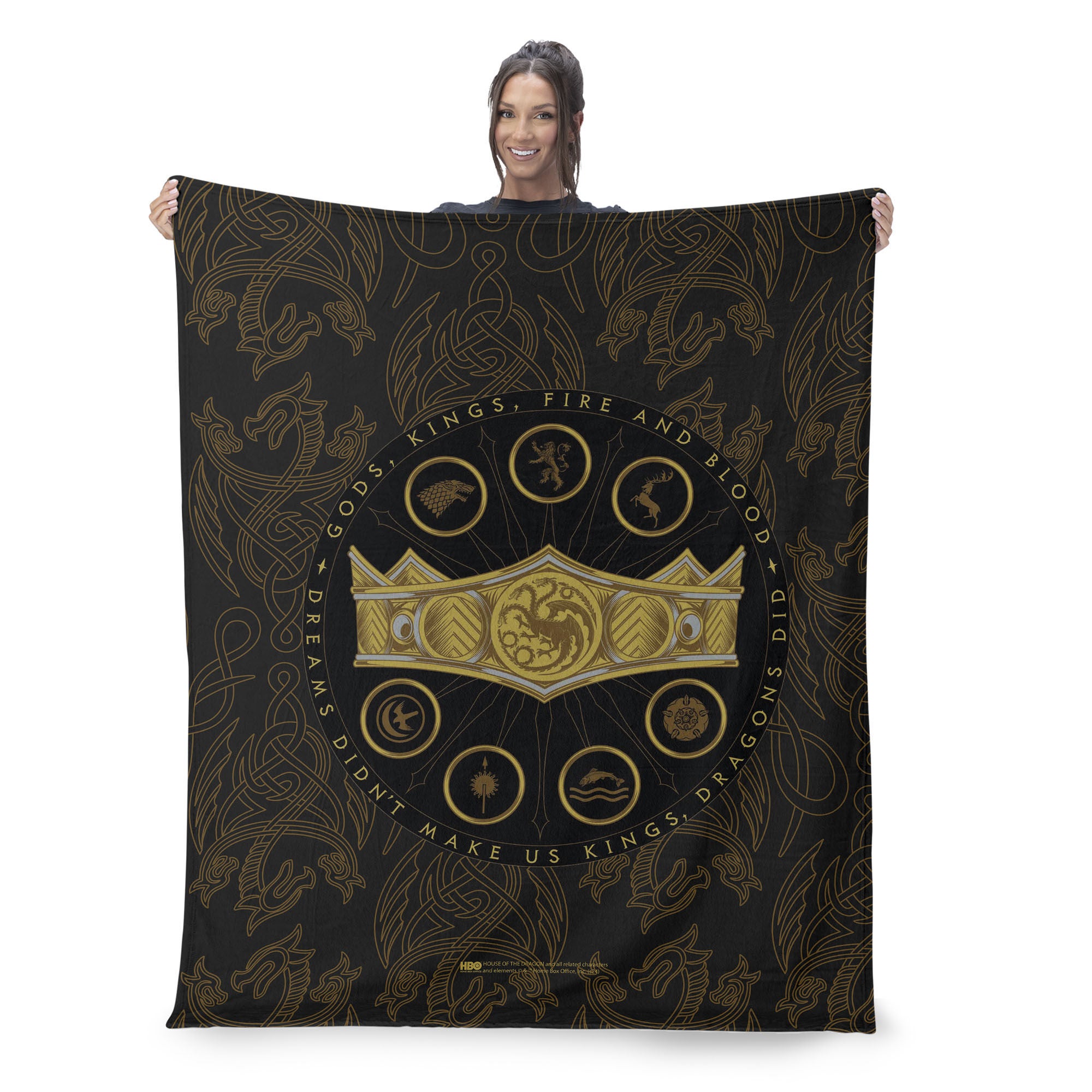 Warner Bros. House of the Dragon Dragons Did Silk Touch Throw Blanket 40x50 Inches, BLACK, on-hover image number 1