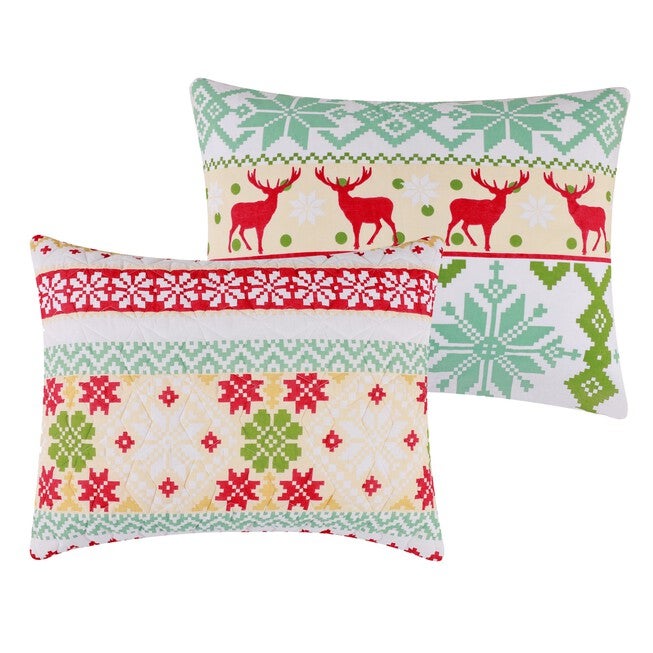 Fair Isle Festive Winter Holiday Finely Stitched Quilt Set, SNOW, alternate image number 3