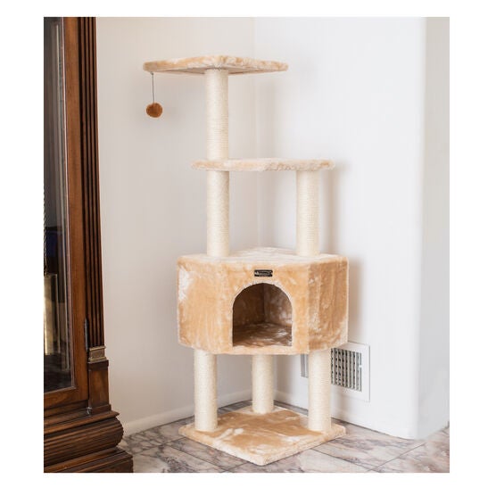 3 Levels Real Wood 48" Cat Tower For Kittens Play, , alternate image number null