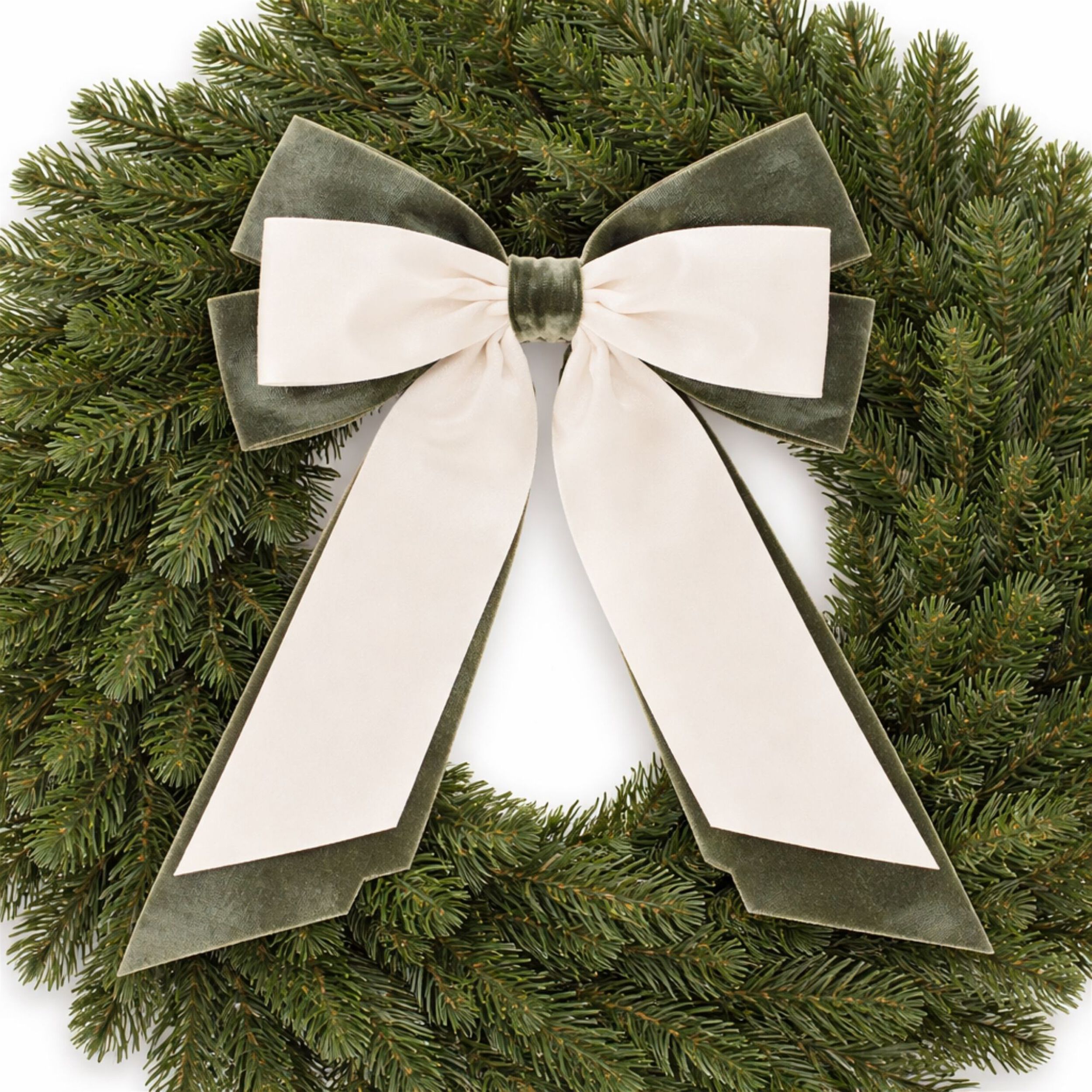 Double Bow Ornament (Set of 2), GREEN CREAM, alternate image number 1