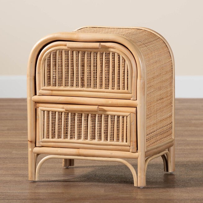 Adrika Bohemian Natural Rattan 2-Drawer Nightstand, , alternate image number 13