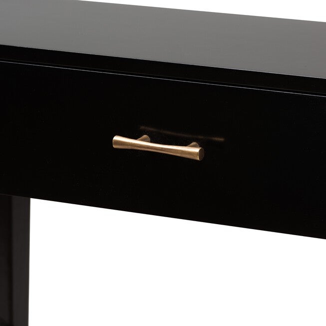 Freya Modern Bohemian Black Finished Bayur Wood 1-Drawer Console Table, , alternate image number null