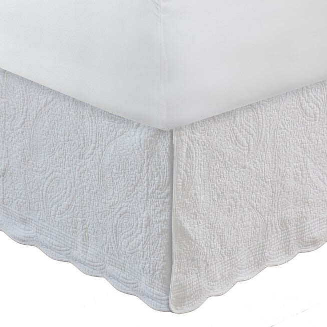 Paisley Quilted Bed Skirt 18 inches, WHITE, hi-res image number null