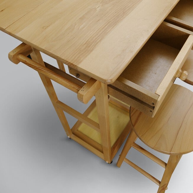Breakfast Cart with Drop-Leaf Table-Natural, , alternate image number 11