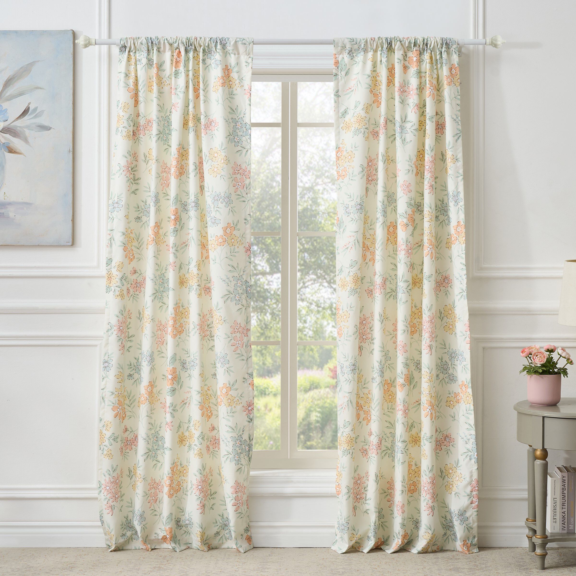 Greenland Home Fashions&trade; Chloe Window Curtain Panels, Set of 2, PASTEL, alternate image number 1