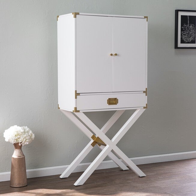 Campaign Tall Bar Cabinet W Storage, WHITE, hi-res image number 0