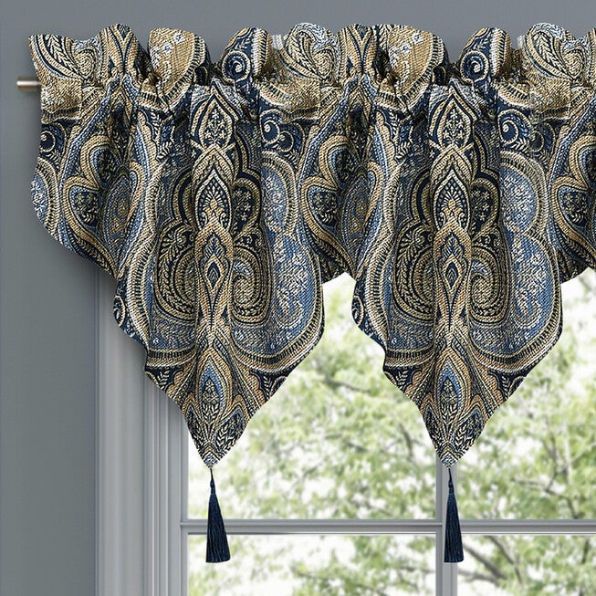 Messina Navy Window Ascot Valance, NAVY, alternate image number 2
