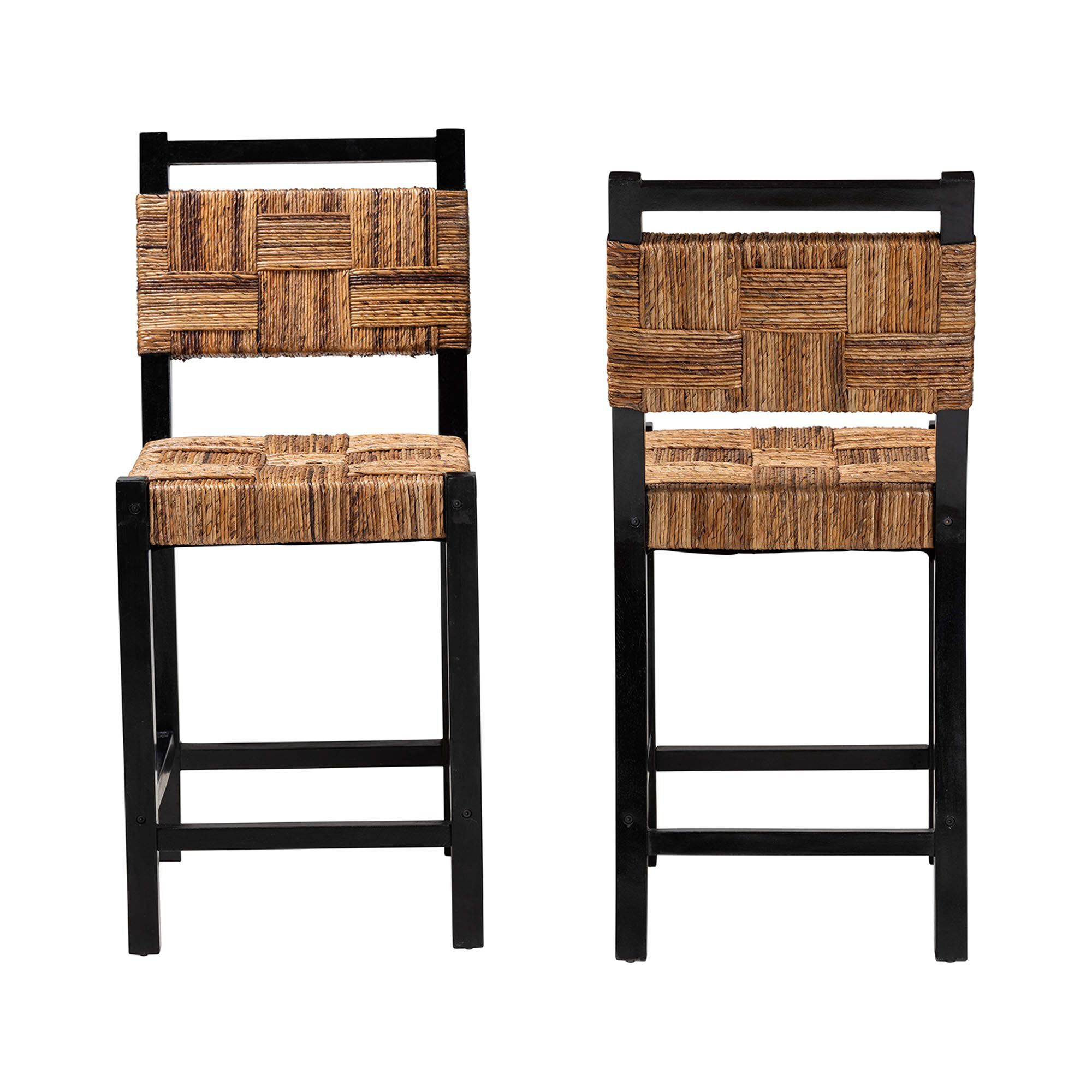 Raniya Seagrass Counter Stool Set of 2, BLACK, alternate image number 2