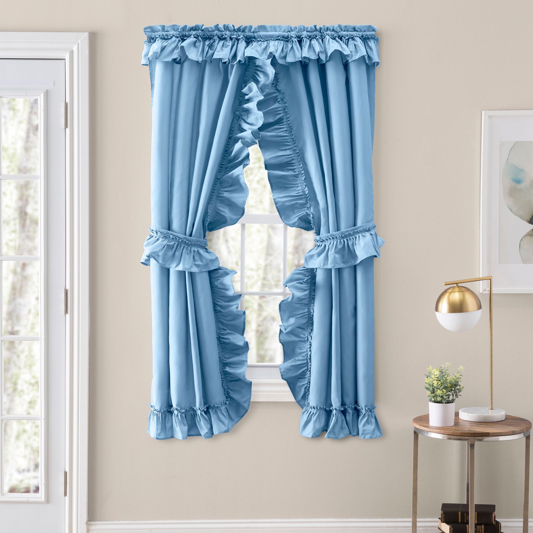 Stacey Curtain Ruffled Priscilla, SLATE, hi-res image number 0