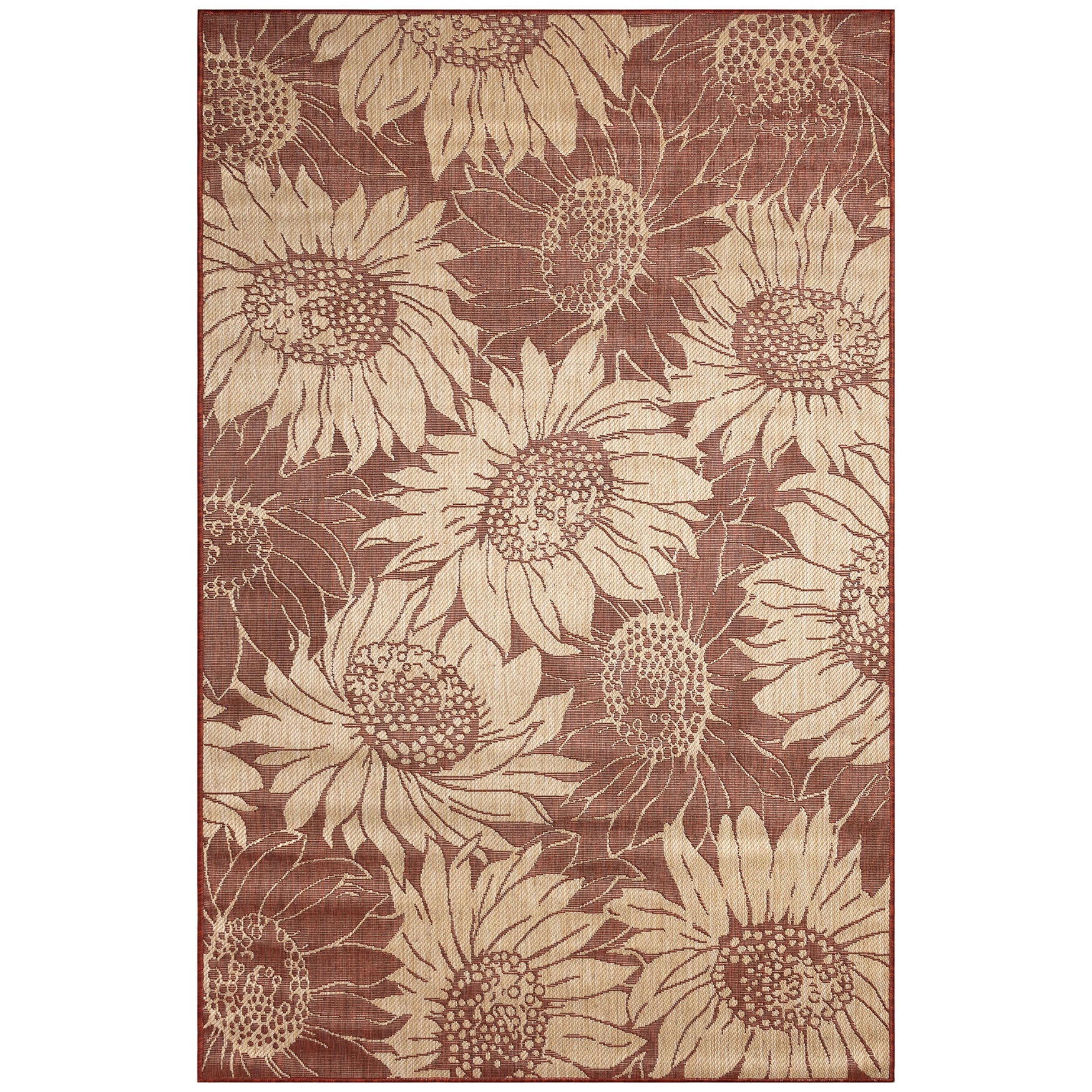 Liora Manne Carmel Sunflower Field Indoor/Outdoor Area Rug Green 4 feet 10 inches x 7 feet 6 inches, CHILI, hi-res image number 0