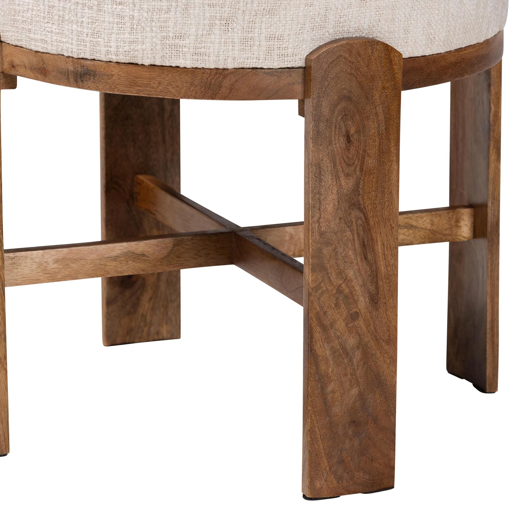 Whitfield Round Fabric Ottoman Stool, IVORY, alternate image number 3