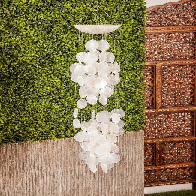 White Capiz Coastal Windchime, , alternate image number null