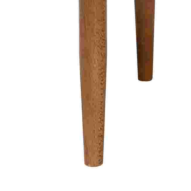 Close-up of the wooden legs of a dining chair