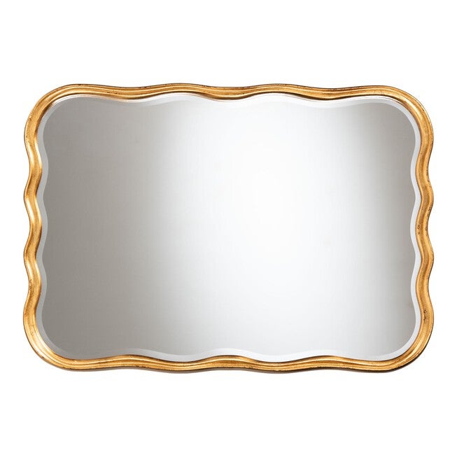 Fredrika Antique Goldleaf Scalloped Wood Accent Wall Mirror, ANTIQUE, alternate image number null