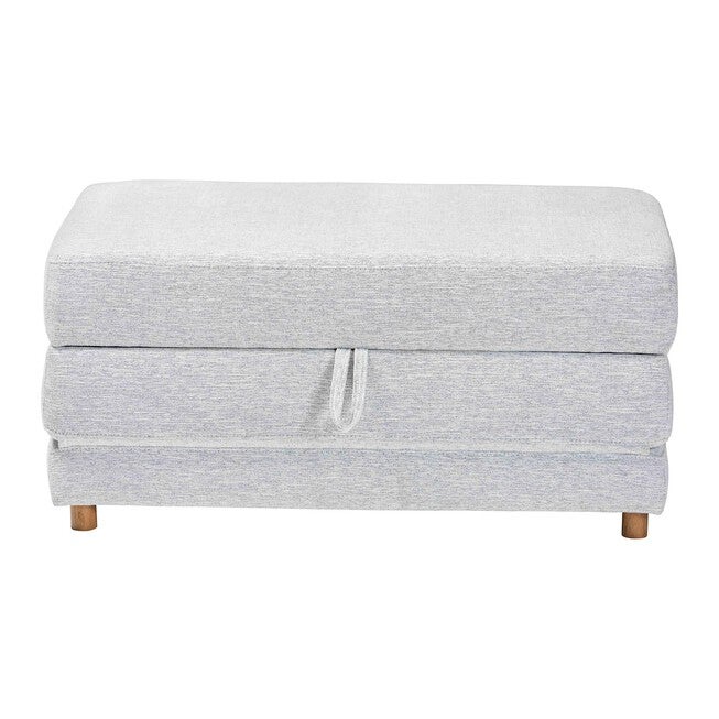 Sabriel Modern Light Grey Fabric Convertible Sleeper Ottoman, LIGHT GREY/OAK BROWN, alternate image number null