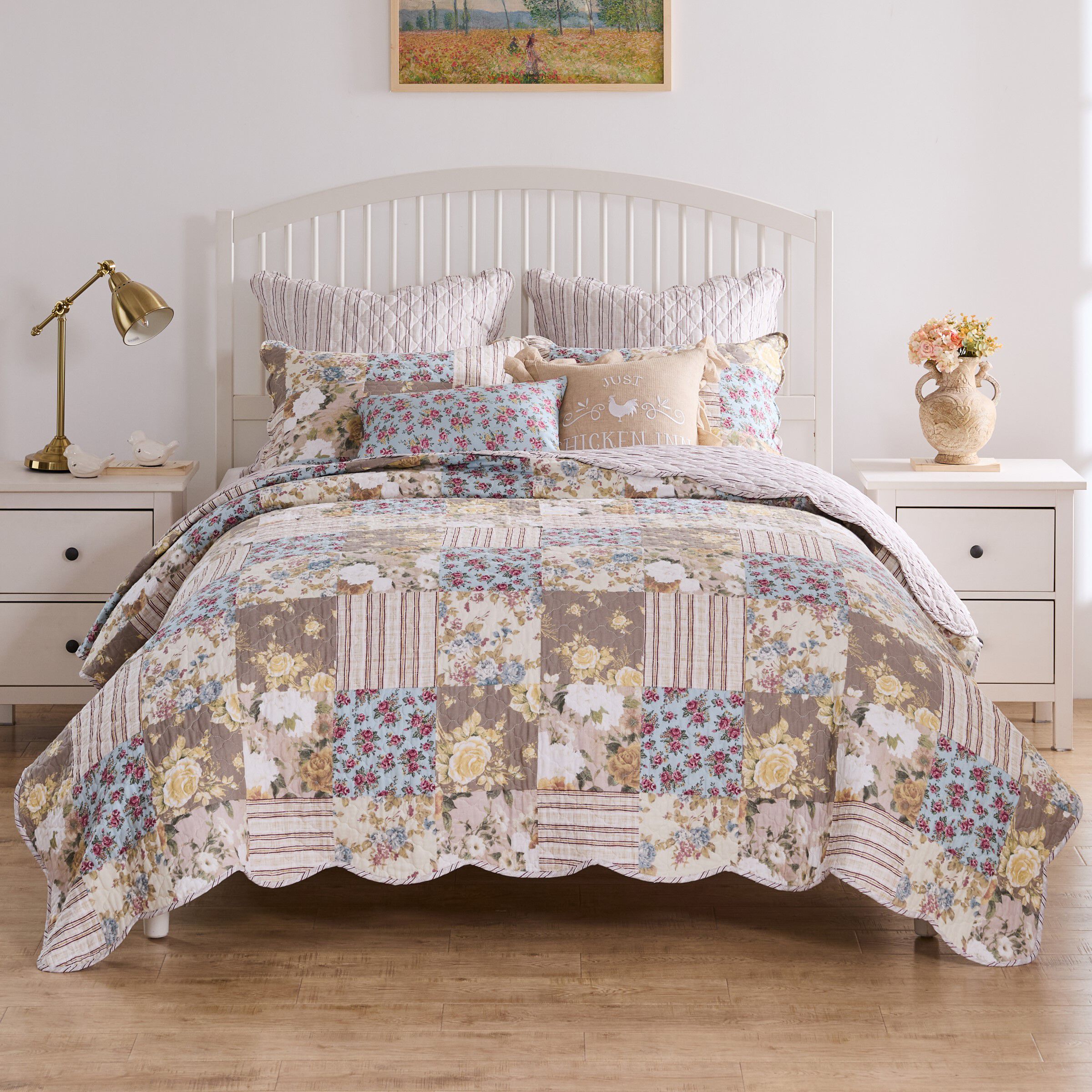 Greenland Home Fashions French Country Finely Stitched Quilt Set, 3-Piece King/Cal King, Multi, MULTI, alternate image number 5