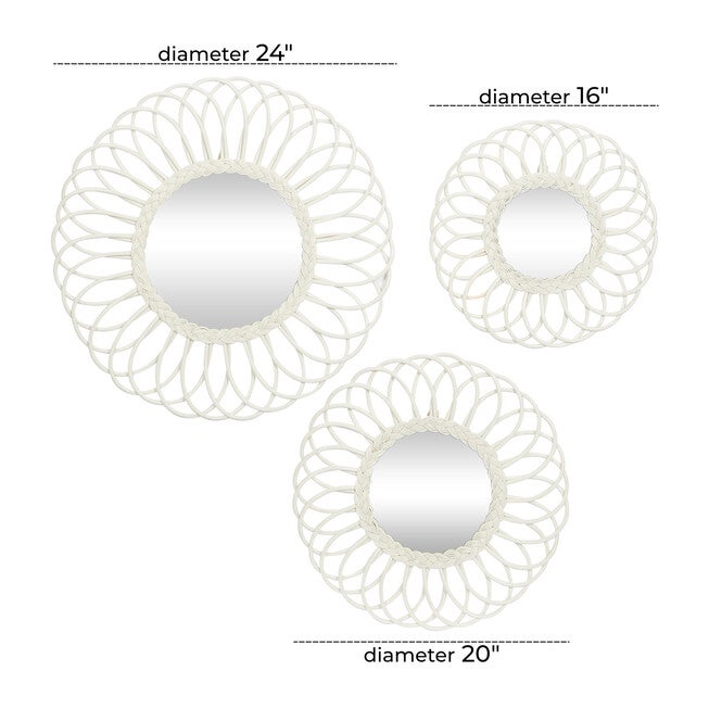 Set Of 3 White Wood Traditional Wall Mirror, , alternate image number 5