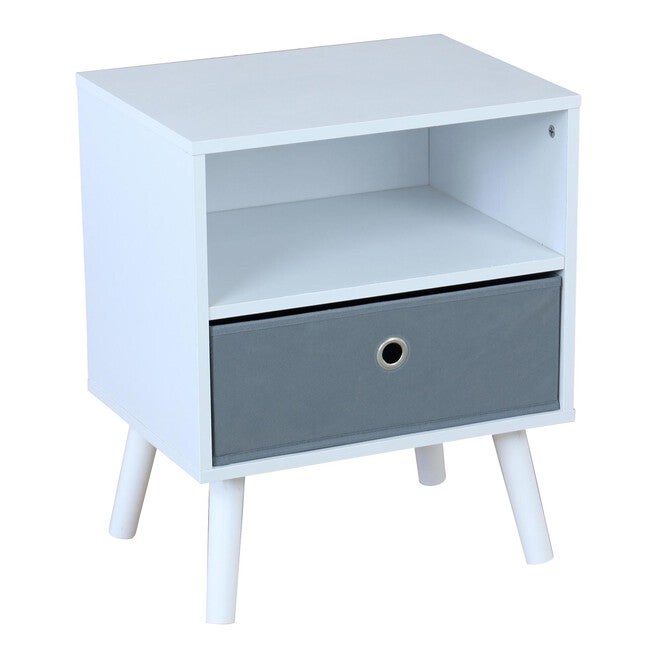 Home Basics 2 Cube Night Stand with Non-Woven Bin, WHITE, hi-res image number null