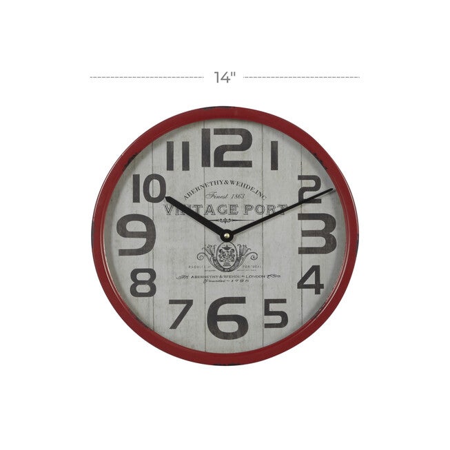 Red Farmhouse Metal Wall Clock, , alternate image number 6