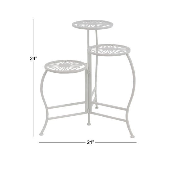 Set Of 3 White Metal Traditional Plantstand, , alternate image number null