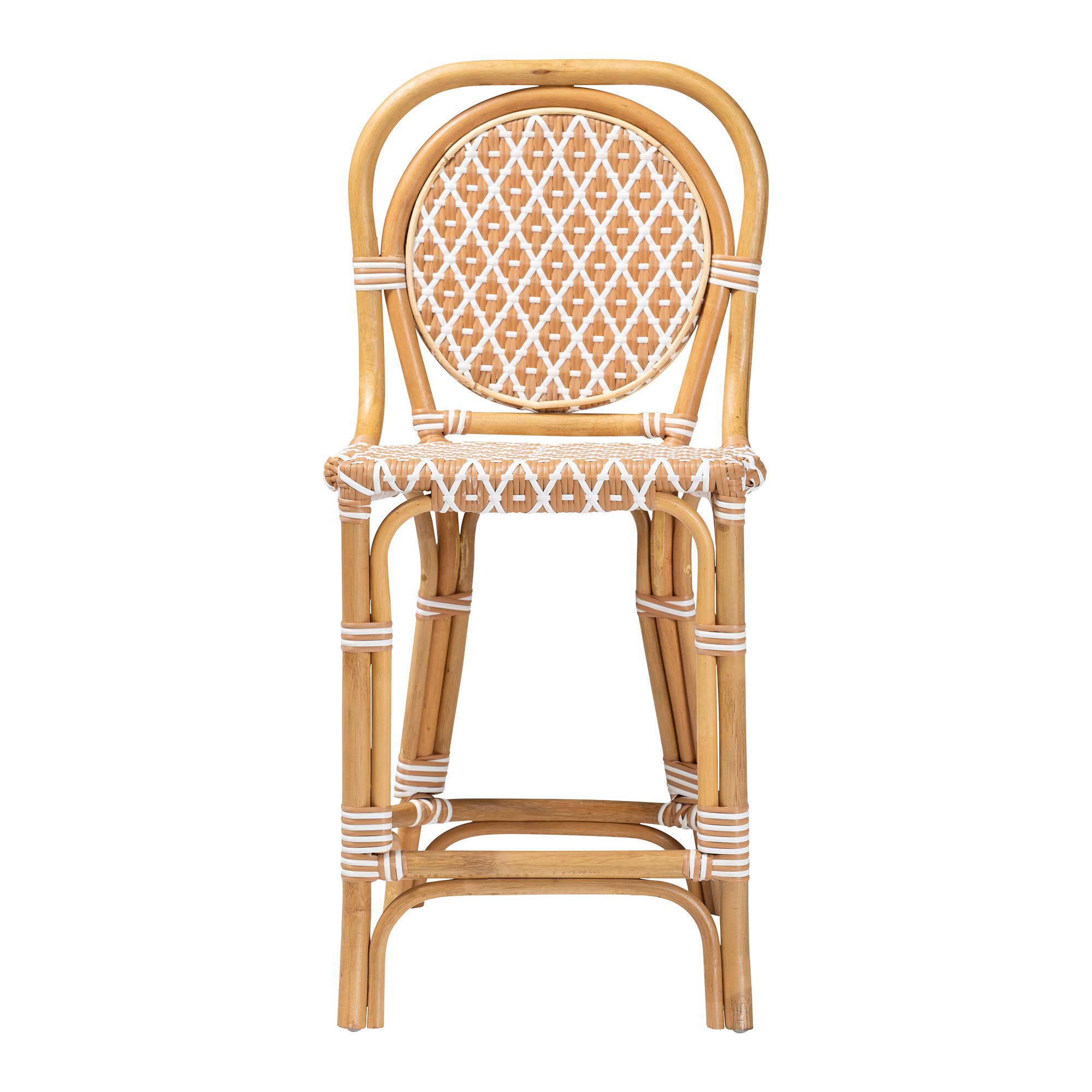 Mattie Rattan Bistro Counter Stool, Green, BEIGE, alternate image number 2