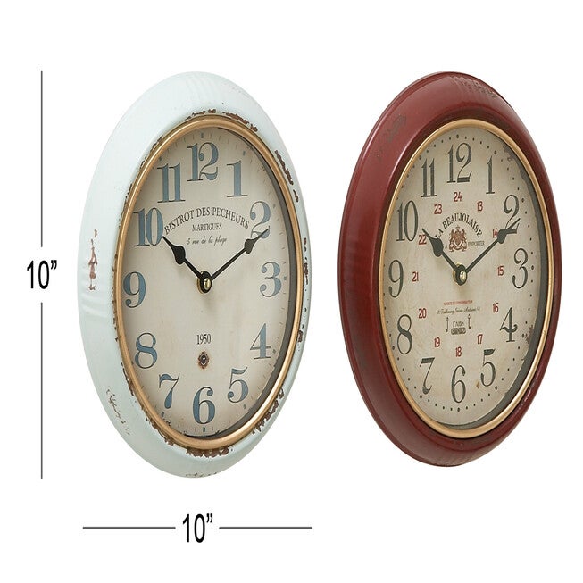 Set Of 2 White Metal Vintage Wall Clock, , alternate image number 5