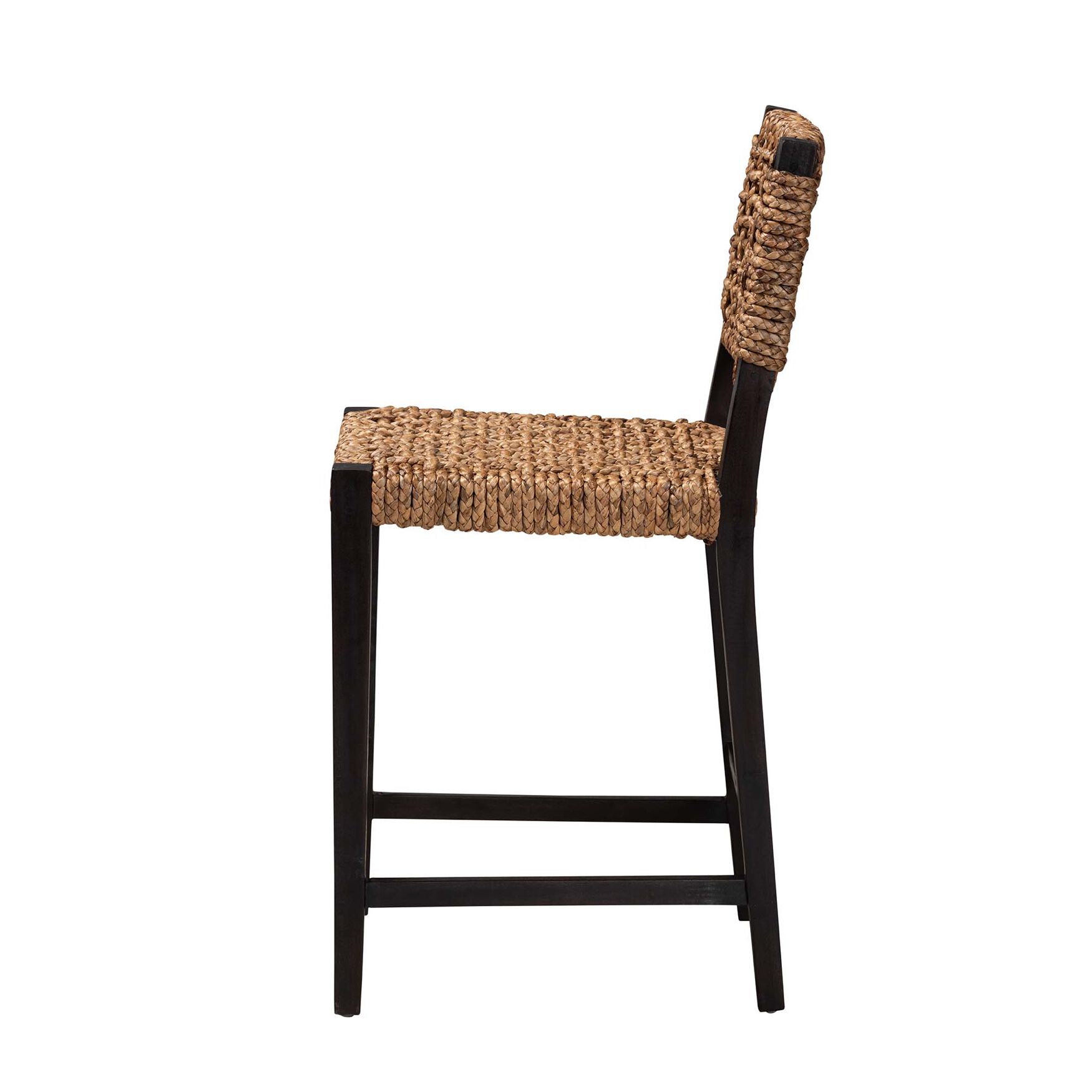 Alise Modern Bohemian Dark Brown Mahogany Wood and Seagrass Counter Stool, , alternate image number 8