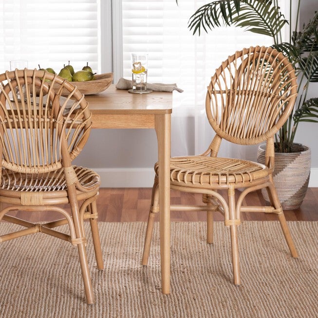 Iris Modern Bohemian Natural Brown Rattan Dining Chair, , alternate image number null