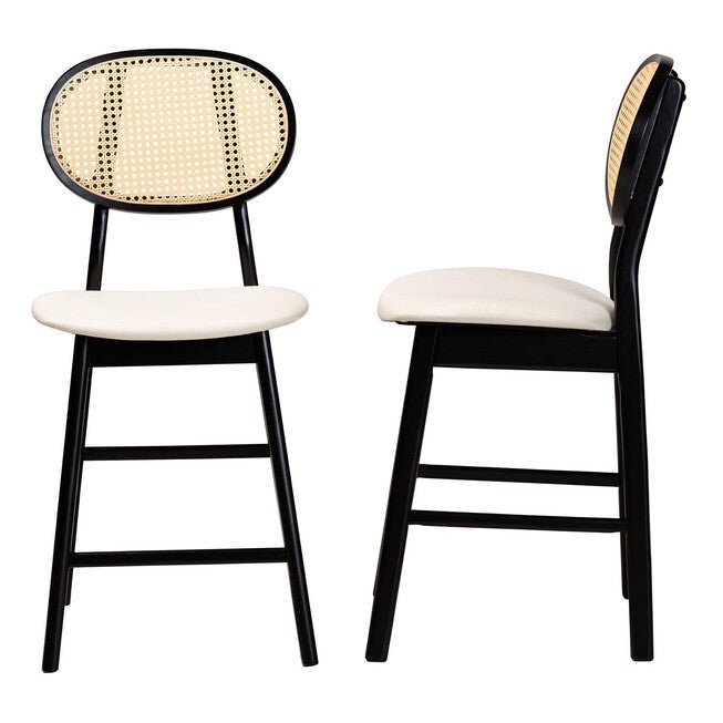 Darrion Mid-Century Modern Grey Fabric And Walnut Brown Finished Wood 2-Piece Counter Stool Set, , alternate image number 16