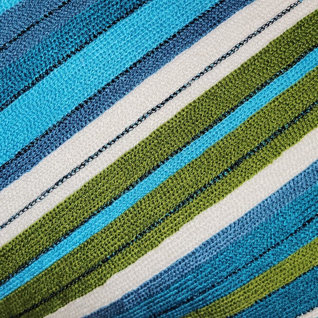Edie @ Home Indoor/Outdoor Ombre Bias Crewel Embroidered Stripe Decorative Throw Pillow 12X24, Aqua Multi, , alternate image number 4