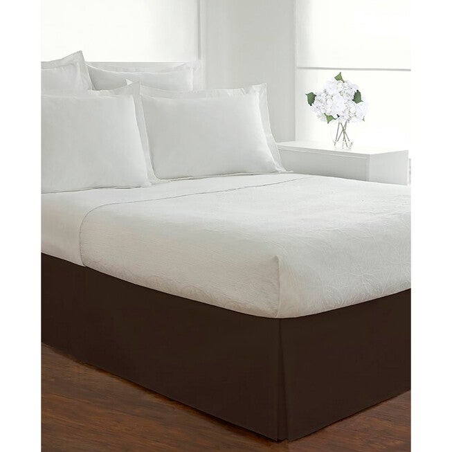 Luxury Hotel Classic Tailored 14" Drop Chocolate Bed Skirt, DARK BROWN, hi-res image number null