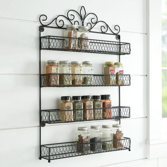 Scroll 4-Tier Spice Rack, BLACK, hi-res image number null