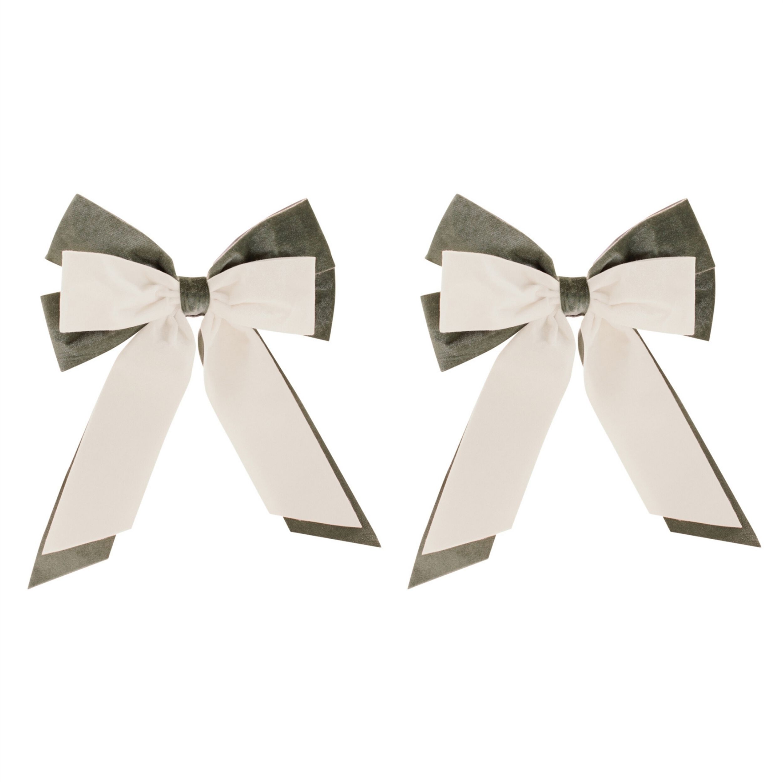 Double Bow Ornament (Set of 2), GREEN CREAM, alternate image number 2