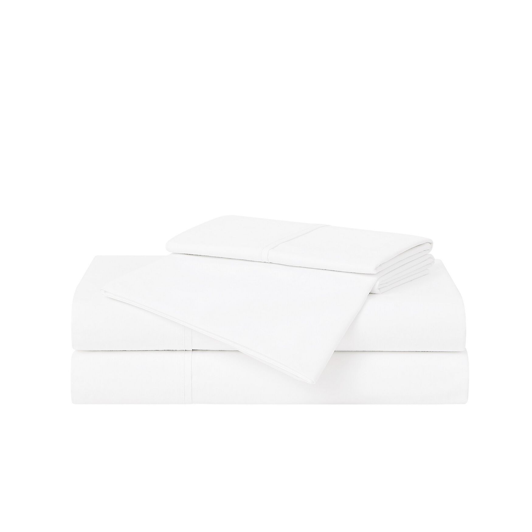 Solid Percale 4 Piece Sheet Set, WHITE, hi-res image number 0