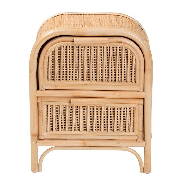 Adrika Bohemian Natural Rattan 2-Drawer Nightstand, , alternate image number 8